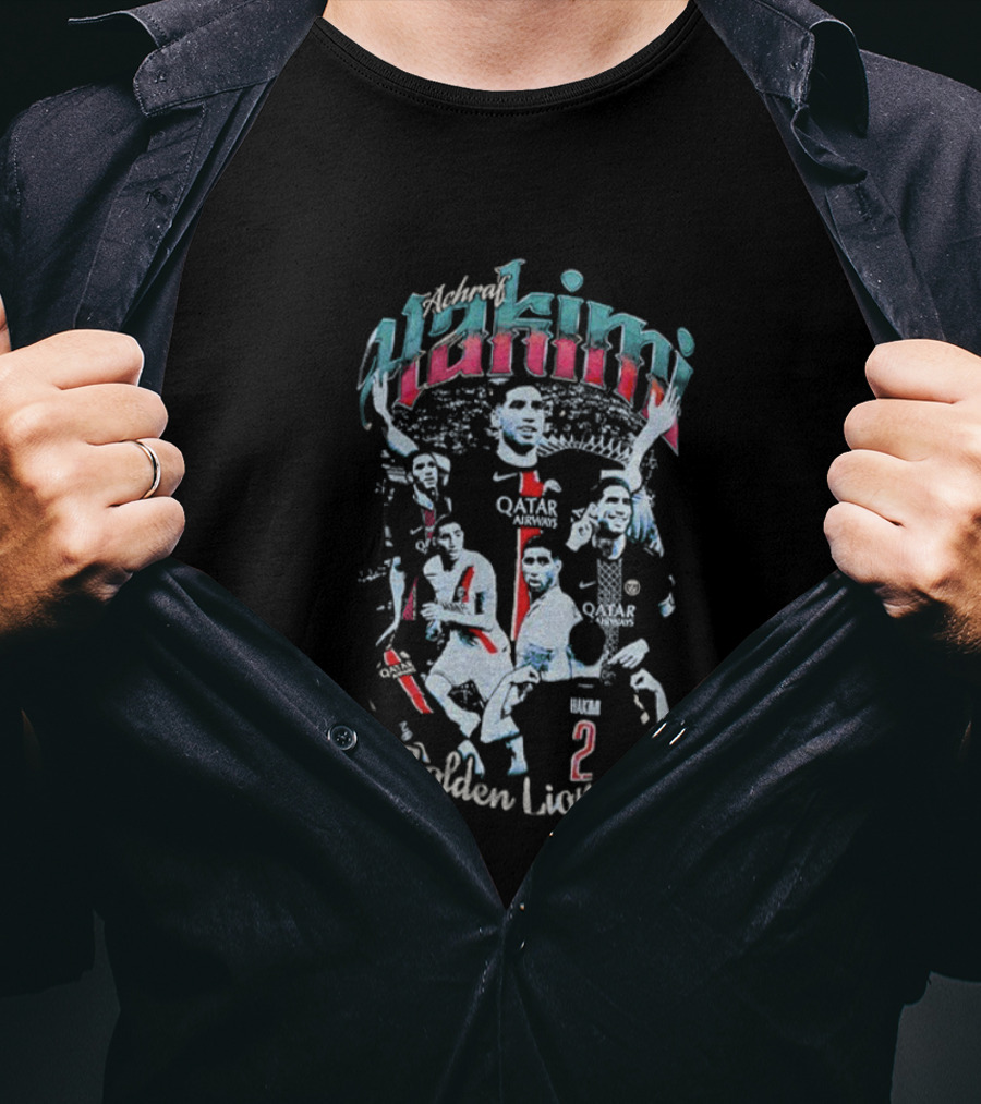 Achraf Hakimi The Golden Lion PSG Number 2 Qatar Paris Saint-Germain FC T-Shirt