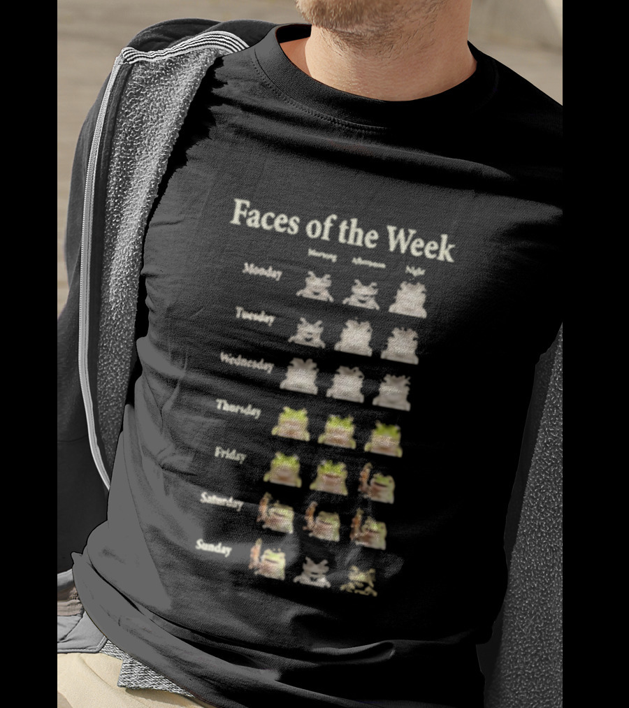 Faces Of The Week Funny Frog Memes Monday To Sunday T-Shirt
