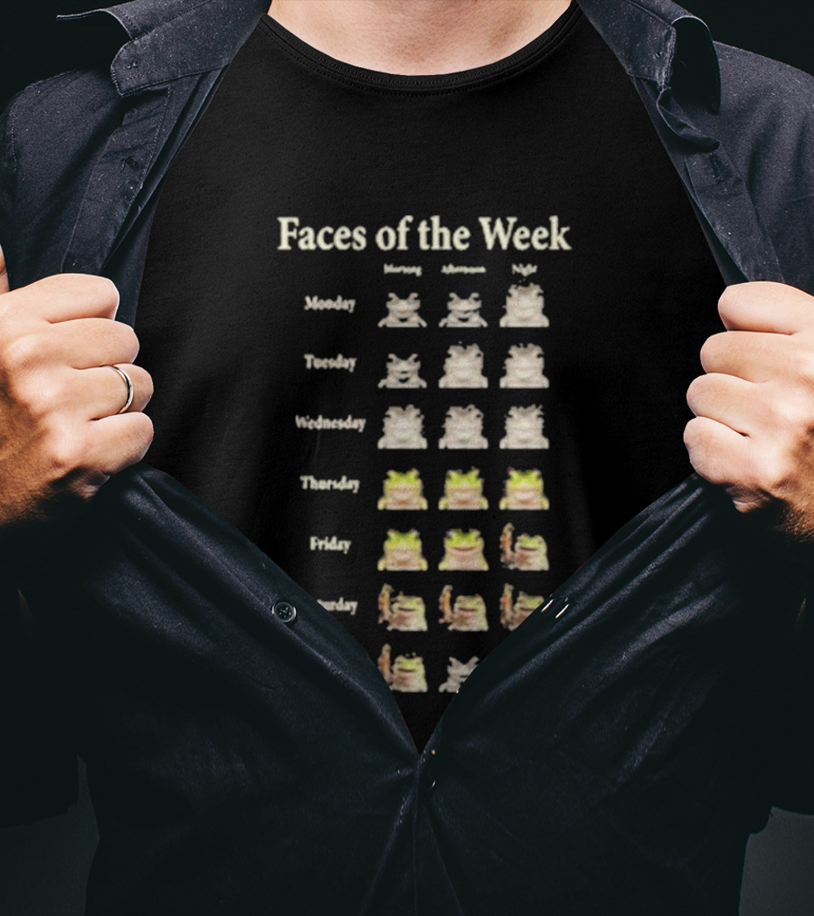 Faces Of The Week Funny Frog Memes Monday To Sunday T-Shirt