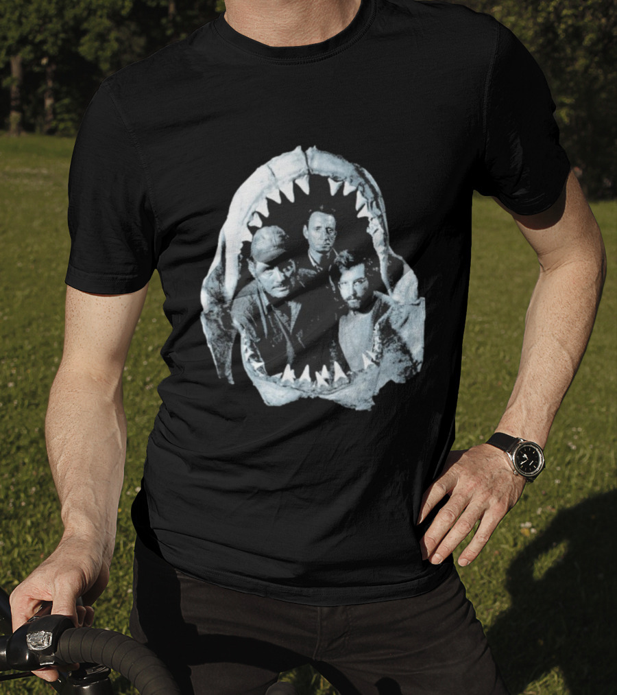 Jaws The Crew Steven Spielberg Classic Movie Cast Inside Shark Mouth T-Shirt