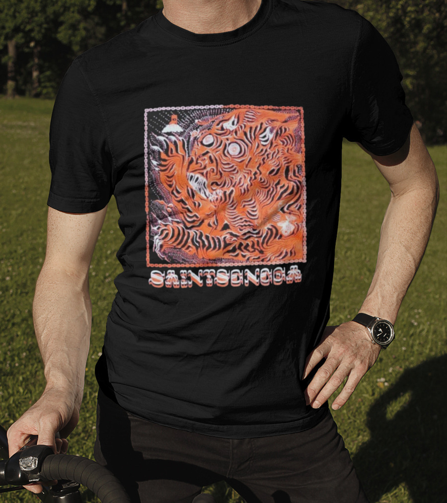 Saintseneca Dream Tiger Psychedelic Orange Tiger With Castle T-Shirt