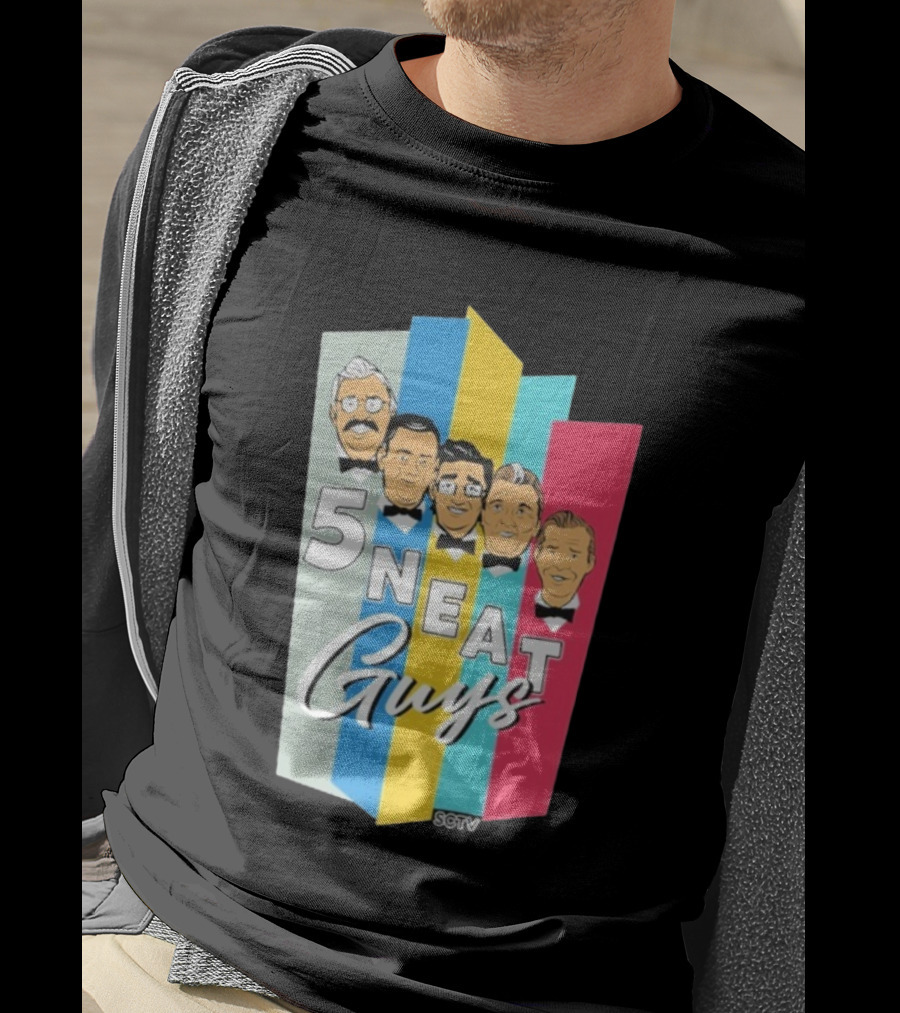 SCTV 5 Neat Guys Bow Tie Graphic Comedy Series T-Shirt