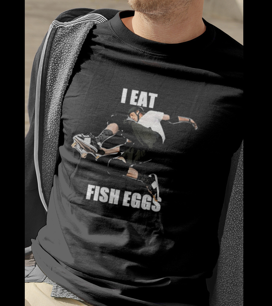 Tony Hawk I Eat Fish Eggs Skateboard Action T-Shirt