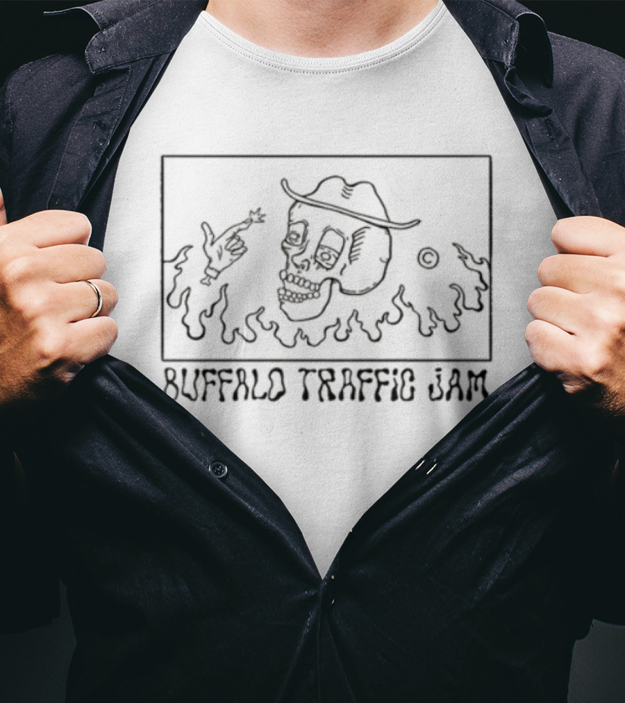 Buffalo Traffic Jam Skeleton Cowboy Greek 2025 T-Shirt