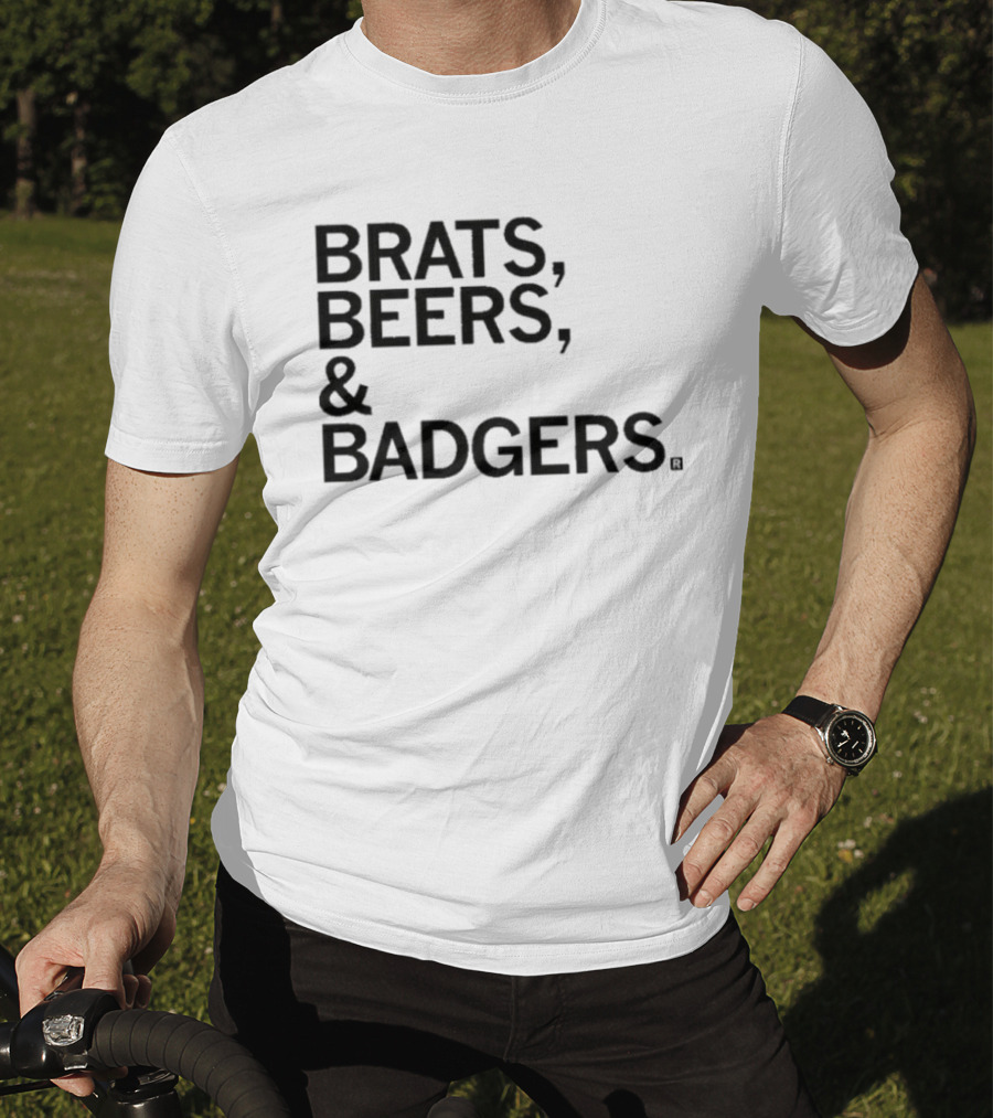 Brats Beers And Badgers Wisconsin Tailgate Fun T-Shirt