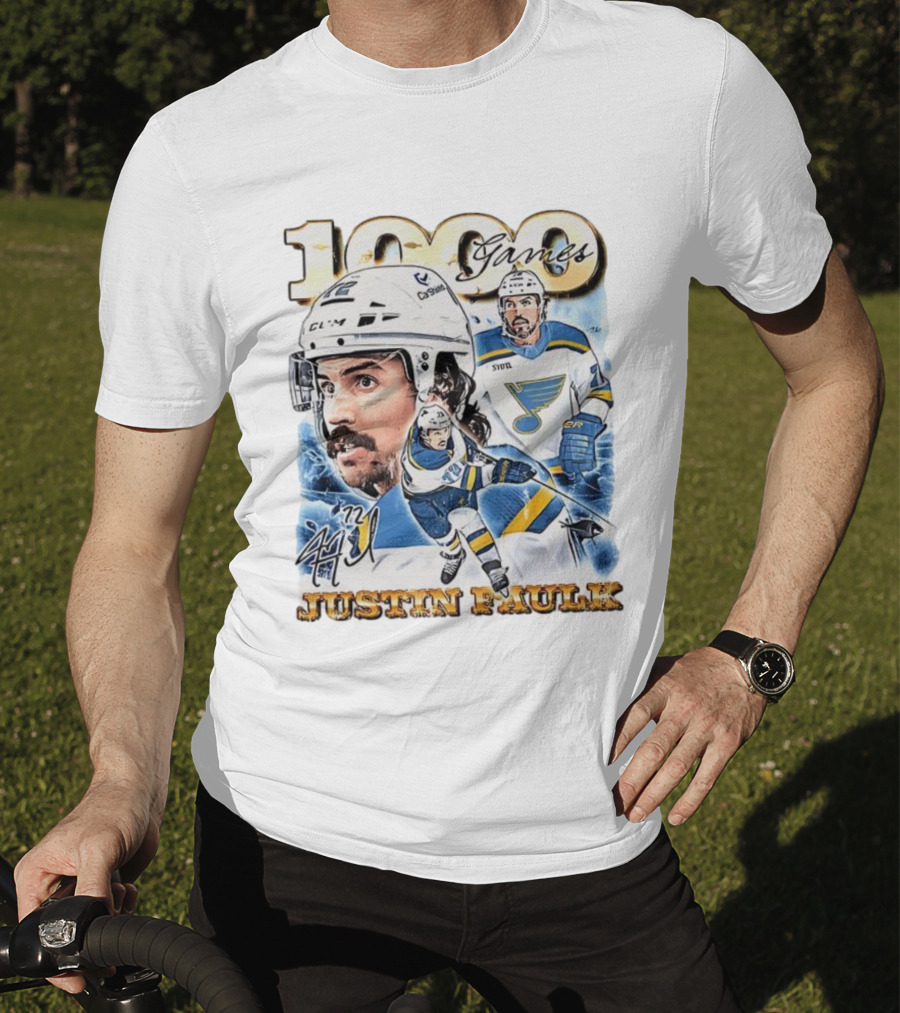 1000 Games Justin Faulk St. Louis Blues Hockey 72 Signature T-Shirt