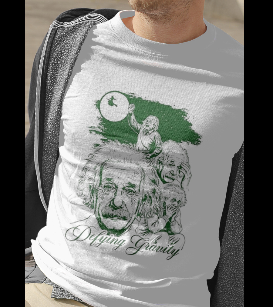 Defying Gravity Einstein Sketch Face With Gravity Concept T-Shirt