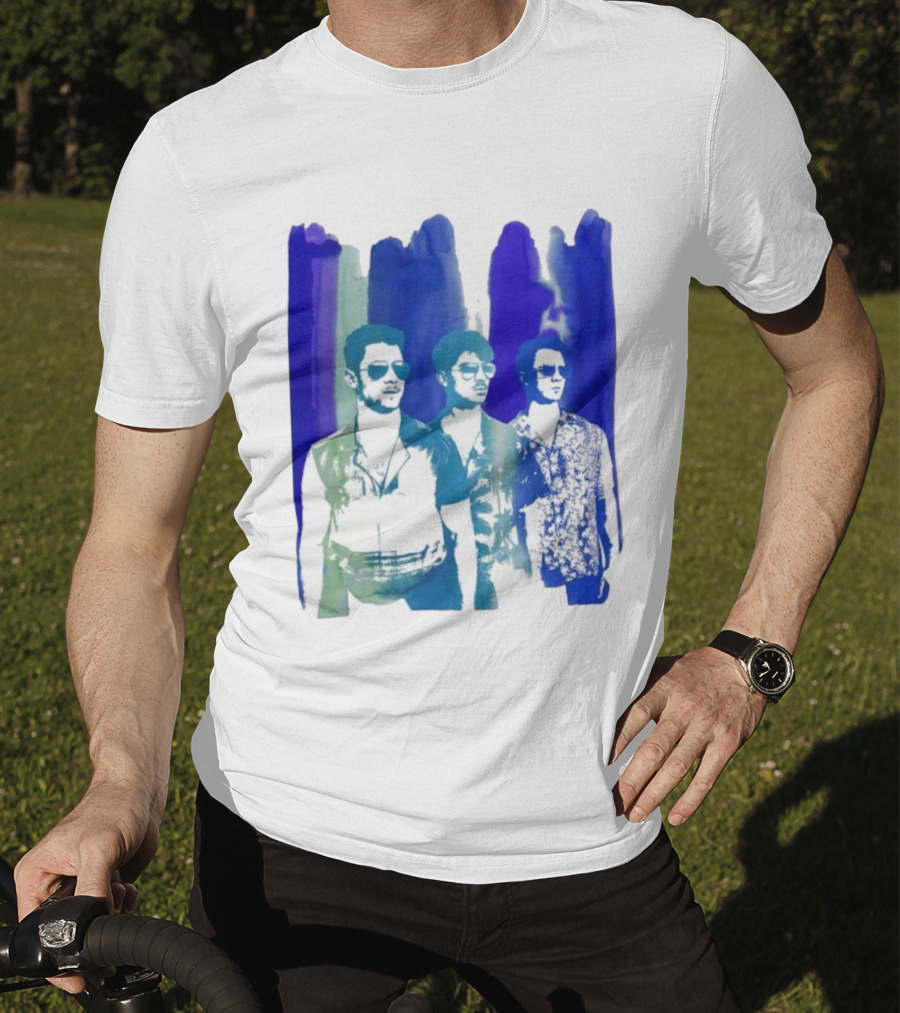 Jonas Brothers Cool Watercolor Style Portrait With Sunglasses T-Shirt