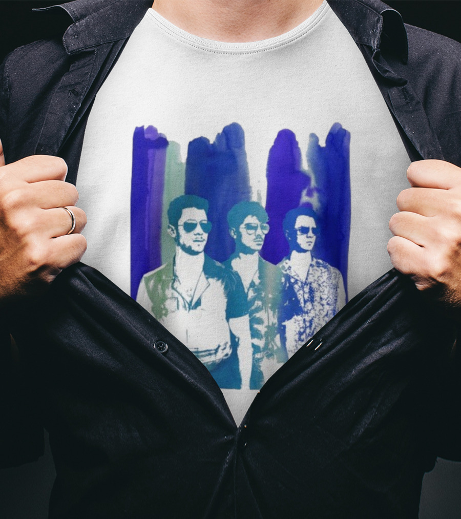 Jonas Brothers Cool Watercolor Style Portrait With Sunglasses T-Shirt