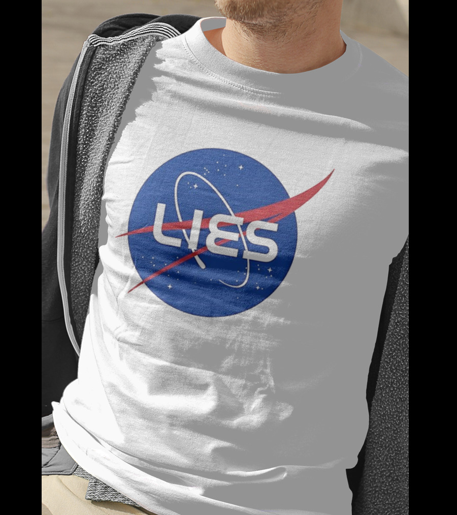 NASA Lies Parody Emblem Graphic T-Shirt