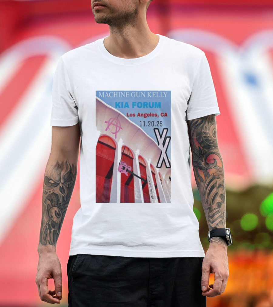 Machine Gun Kelly Kia Forum Los Angeles 11.20.25 Pink Guitar XX T-Shirt