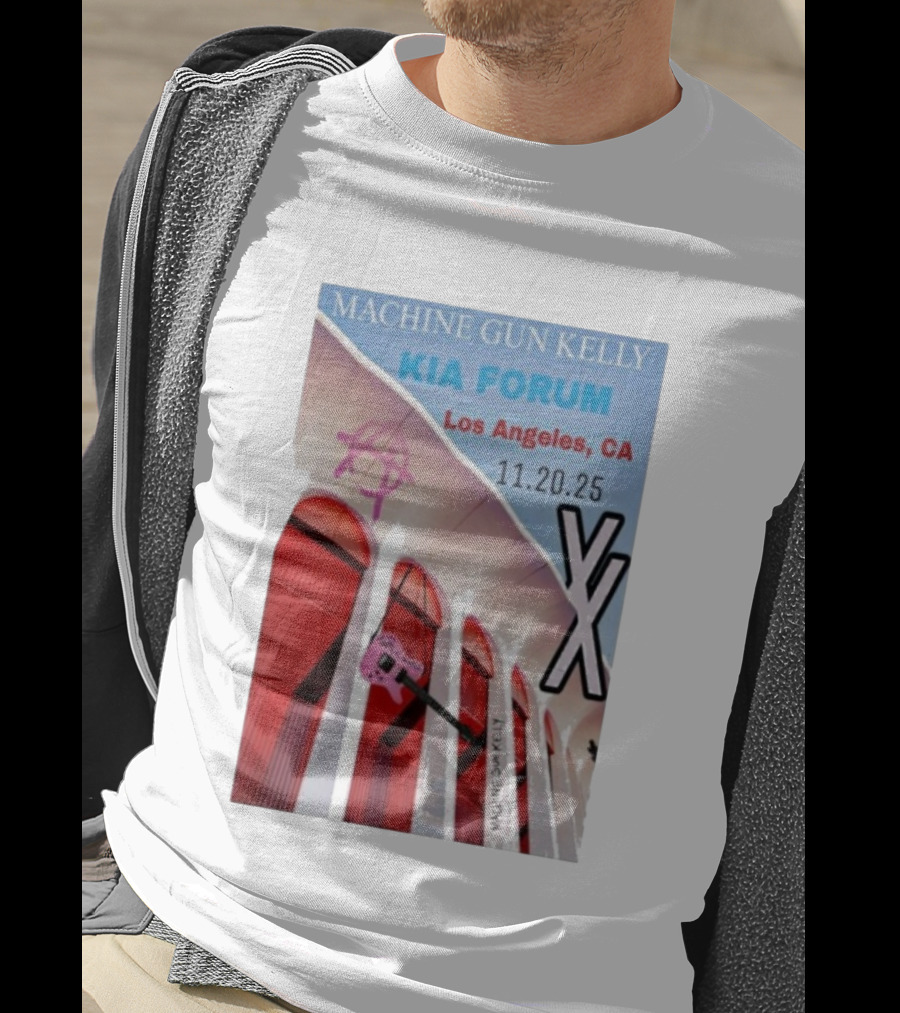 Machine Gun Kelly Kia Forum Los Angeles 11.20.25 Pink Guitar XX T-Shirt