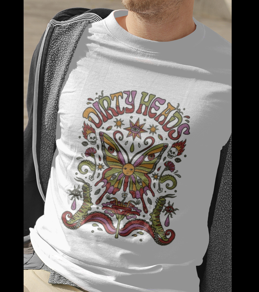 Dirty Heads Metamorphosis Psychedelic Butterfly Retro Style T-Shirt