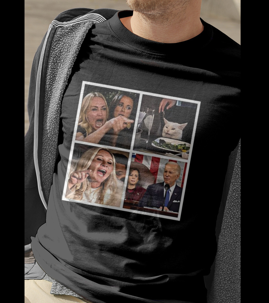 Marjorie Taylor Greene Yelling Biden Meme Smudge Cat Reacts Biden Speech T-Shirt