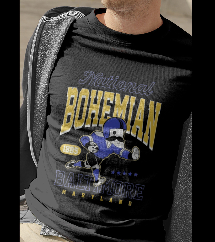 National Bohemian 1885 Baltimore Maryland Football Running Mascot T-Shirt
