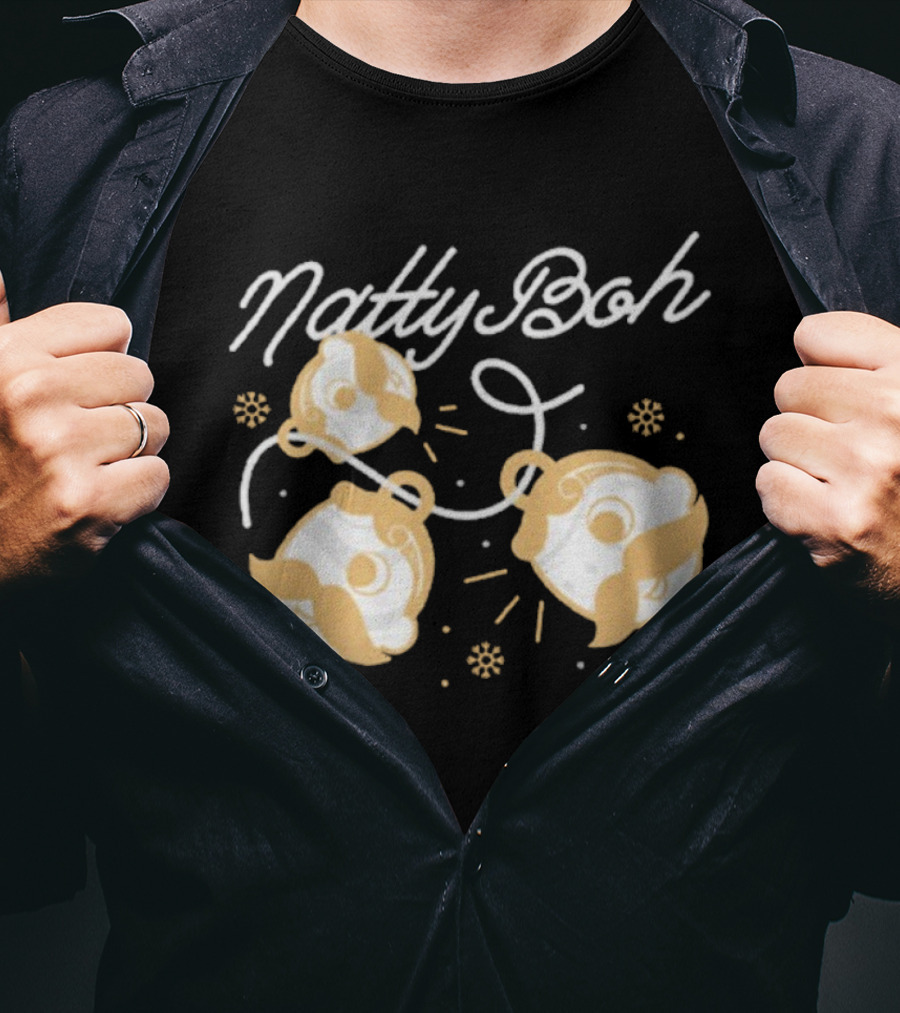 Natty Boh Holiday Merry Christmas Ornaments Snowflakes T-Shirt