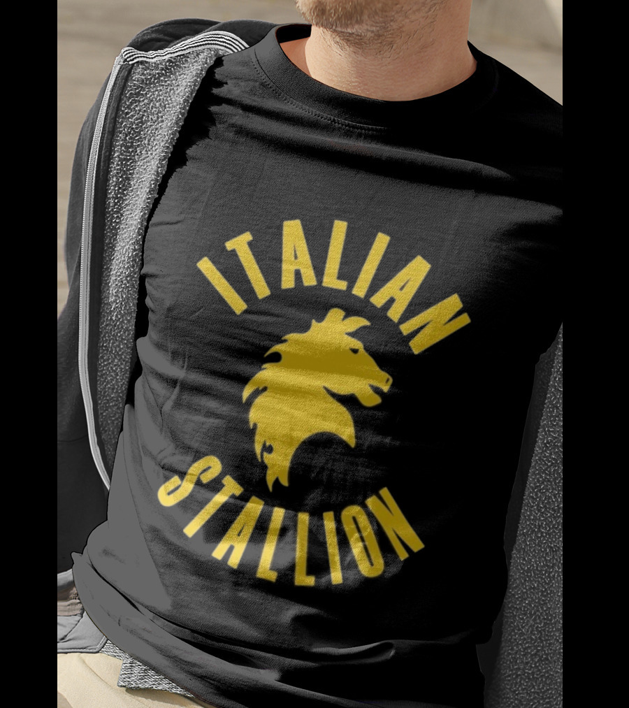 Rocky Balboa Italian Stallion Iconic Yellow Horse Emblem T-Shirt