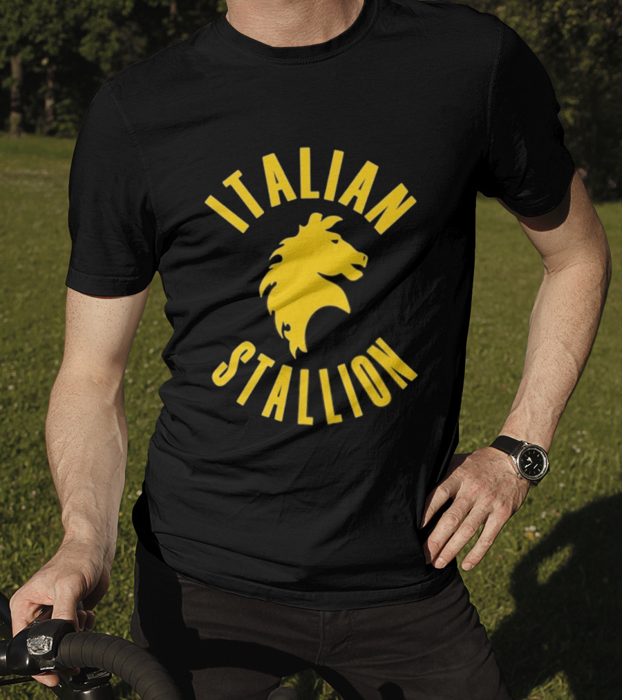 Rocky Balboa Italian Stallion Iconic Yellow Horse Emblem T-Shirt