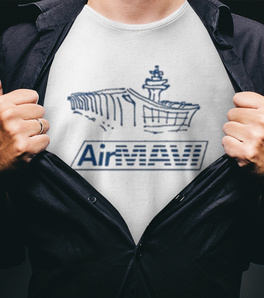 Air Mavi Aircraft Carrier Sketch Blueprint T-Shirt