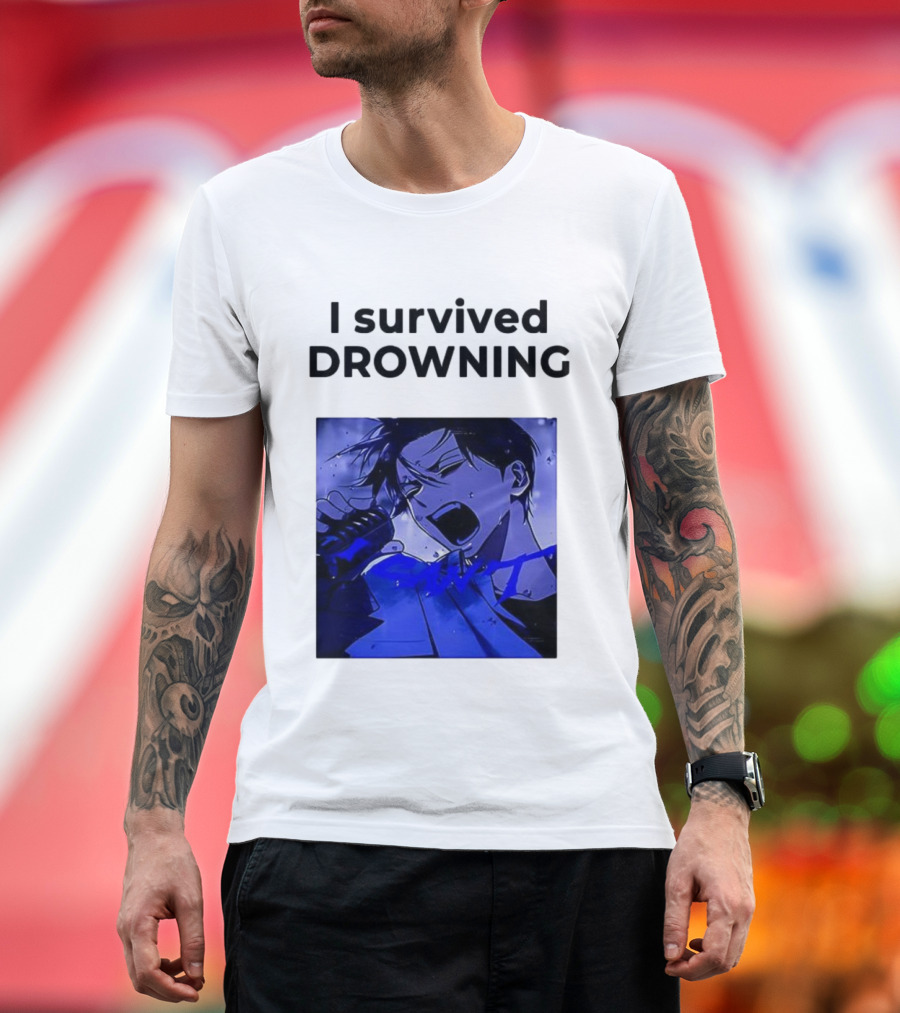 I Survived Drowning Akamu Na Ko Anime Character Blue Art T-Shirt