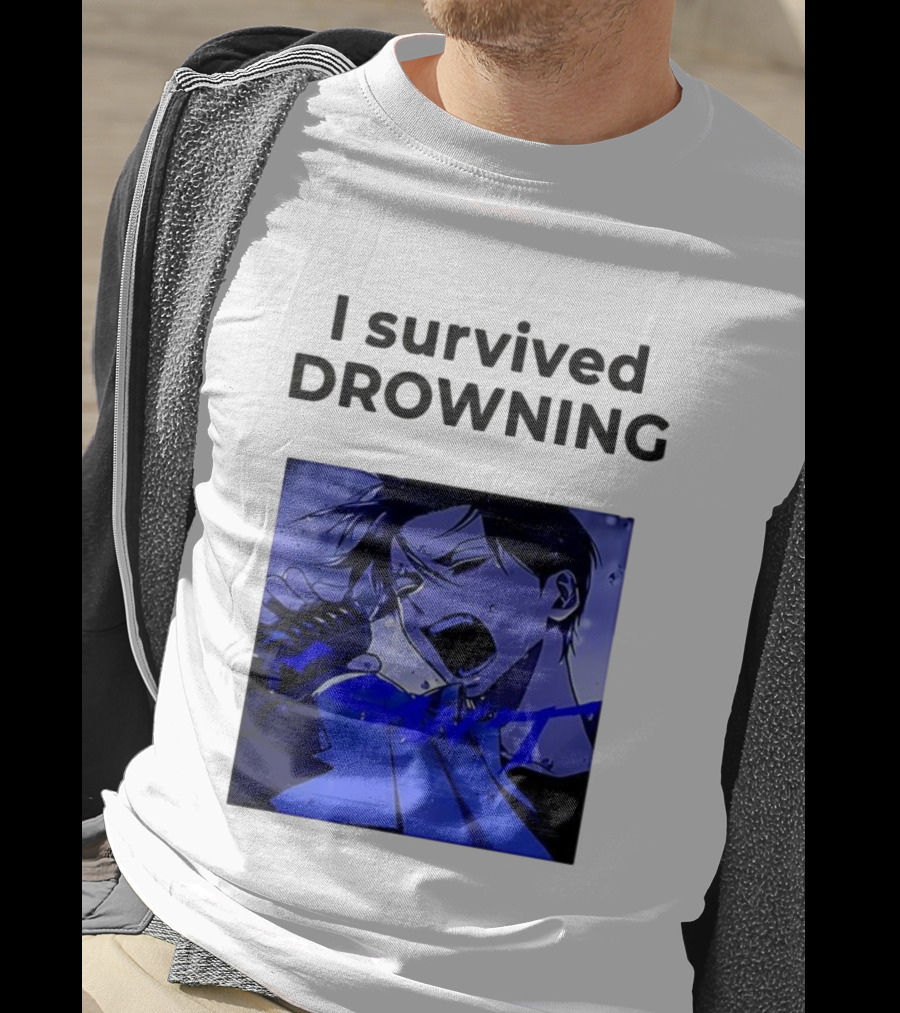 I Survived Drowning Akamu Na Ko Anime Character Blue Art T-Shirt