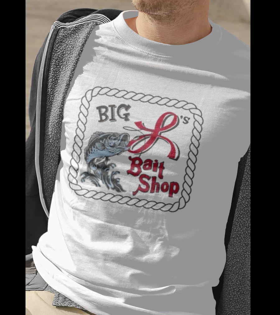 Big L's Bait Shop Classic Fishing Big Catch Rope Frame T-Shirt