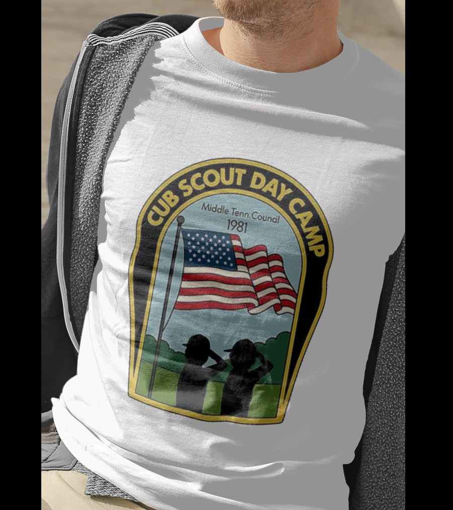 Cub Scout Day Camp Middle Tennessee Council 1981 American Flag T-Shirt