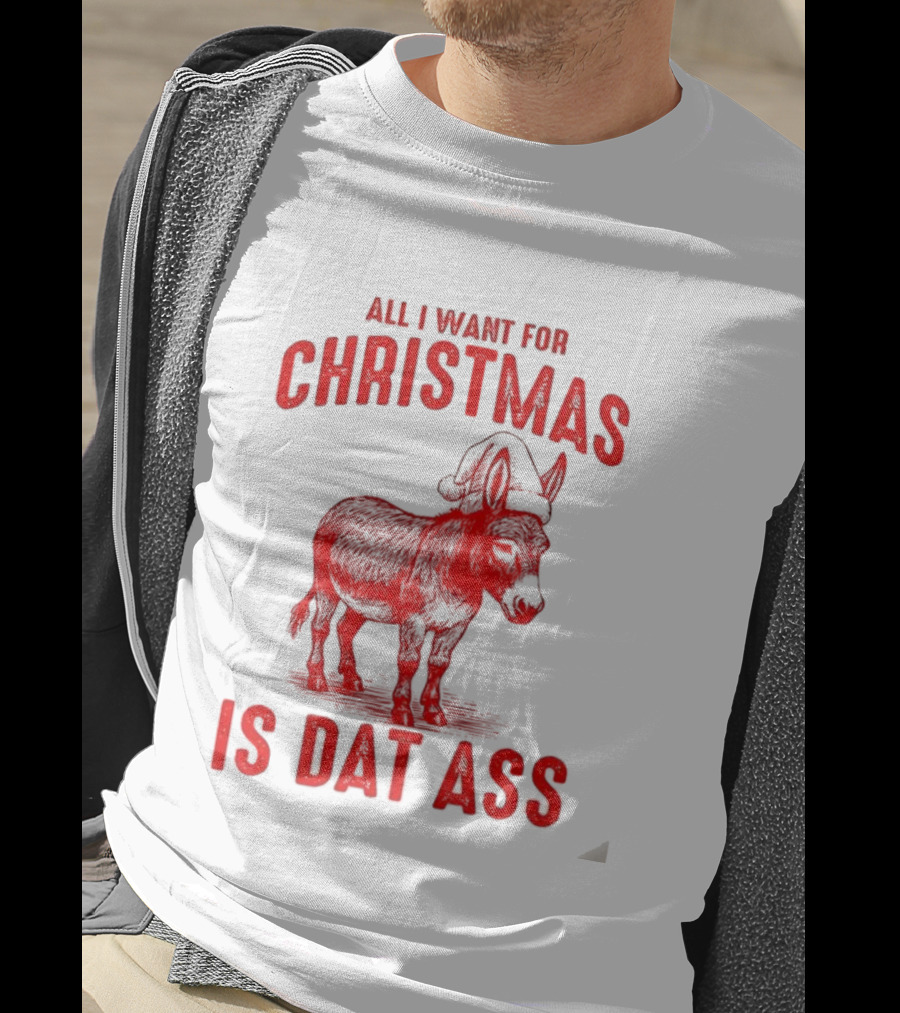 All I Want For Christmas Is Dat Ass Donkey Santa Hat T-Shirt
