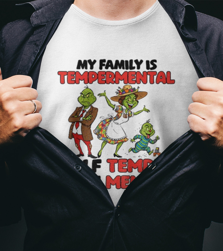 Grinch Family Christmas Temperamental Half Temper Half Mental Santa Hat T-Shirt