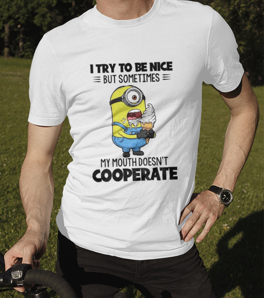 Minion I Try To Be Nice But Sometimes My Mouth Doesn’t Cooperate Christmas Ice Cream T-Shirt