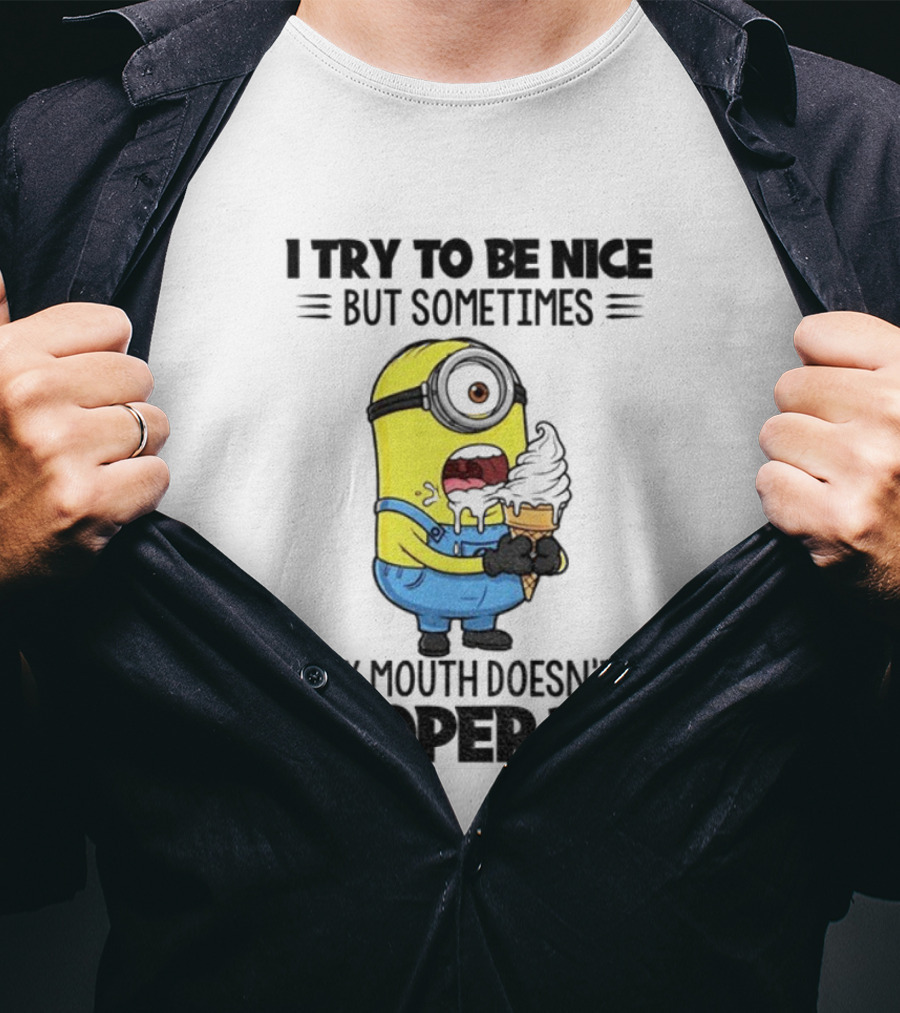 Minion I Try To Be Nice But Sometimes My Mouth Doesn’t Cooperate Christmas Ice Cream T-Shirt