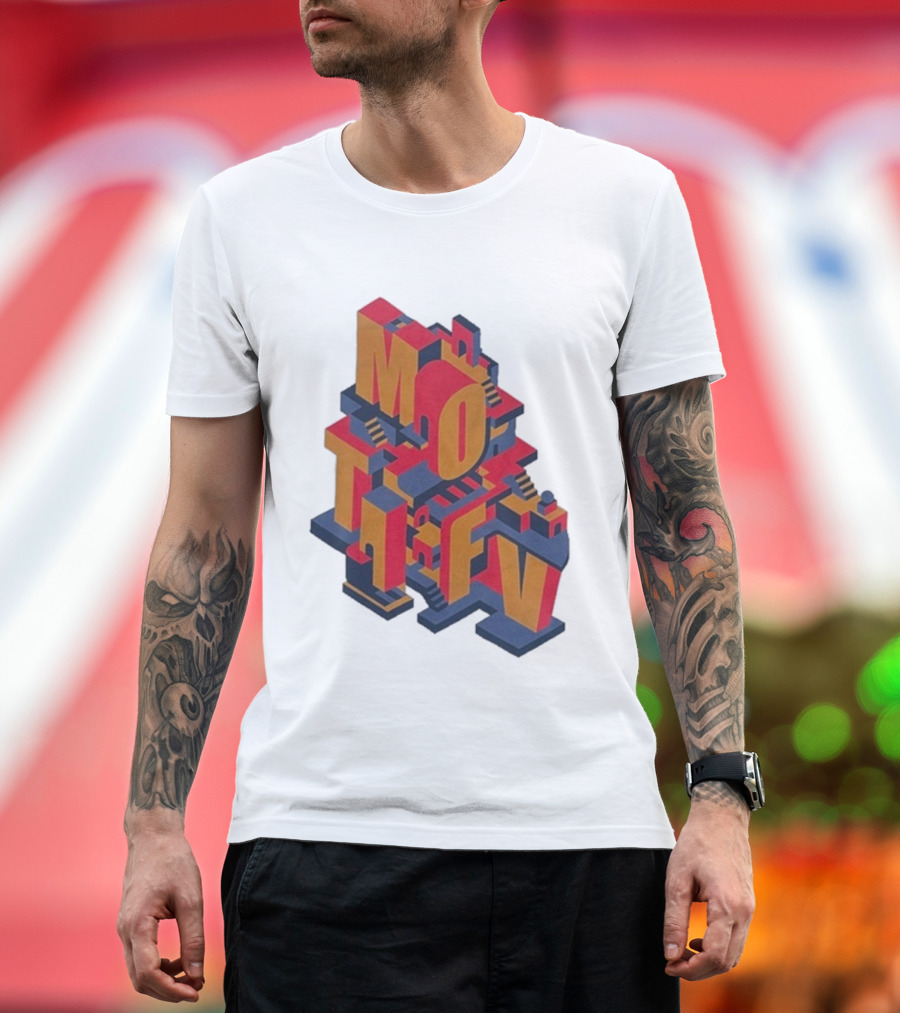 Motifv Penrose Optical Illusion Staircase 3D Typography T-Shirt
