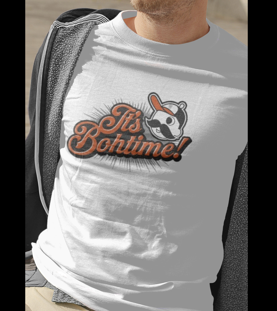 National Bohemian It's Bohtime Iconic Mustache Logo Vintage Style T-Shirt