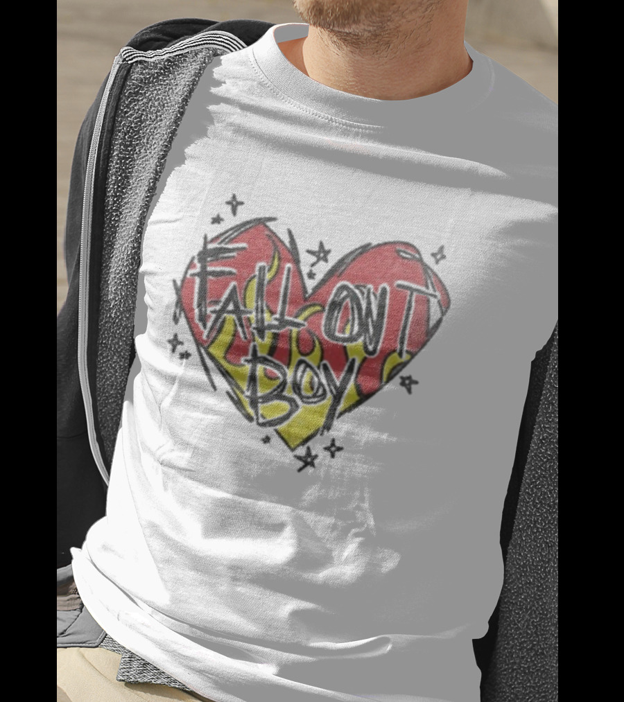 Fall Out Boy Scratch Heart Flame Design T-Shirt