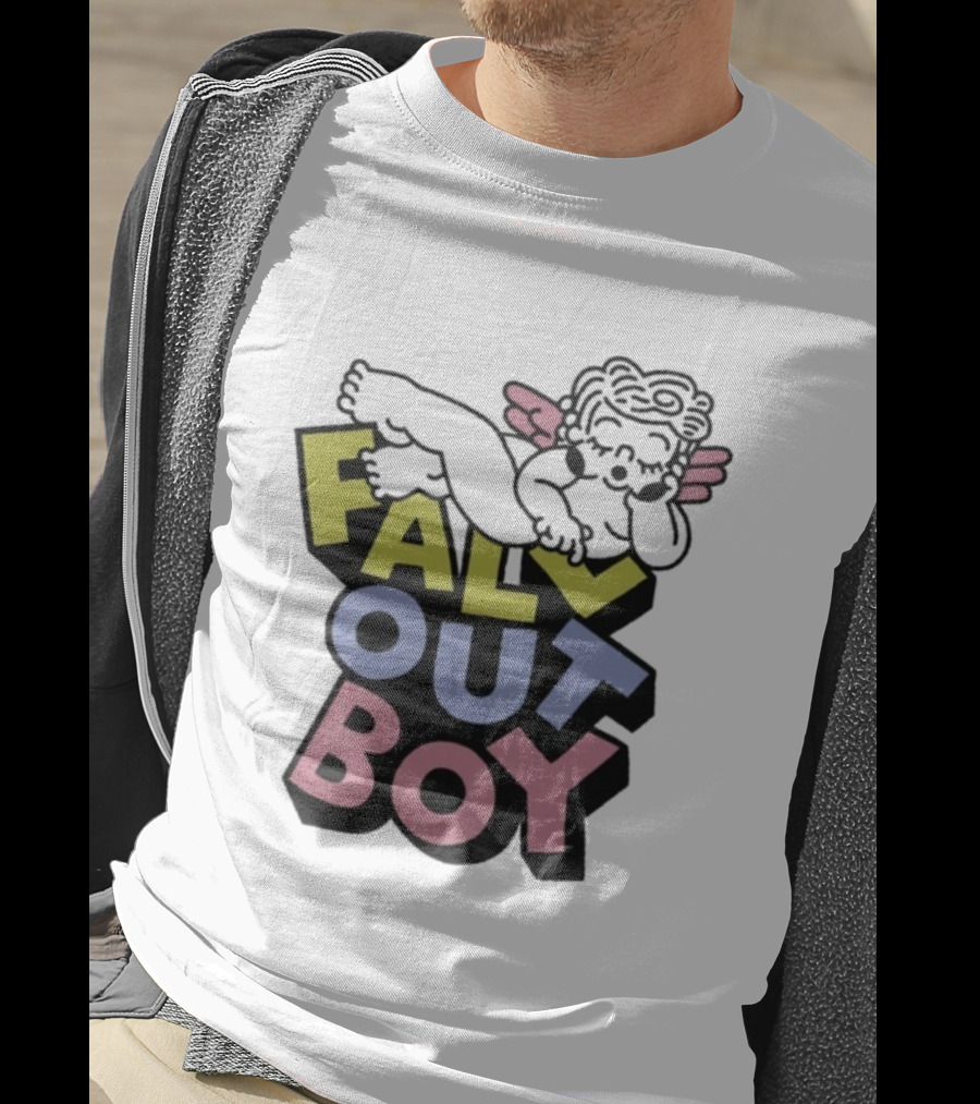 Fall Out Boy Sleepy Angel Iconic Pastel Text T-Shirt