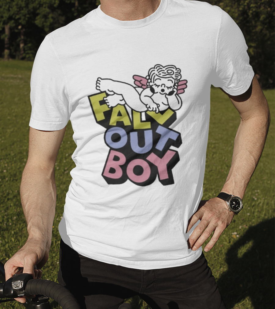 Fall Out Boy Sleepy Angel Iconic Pastel Text T-Shirt