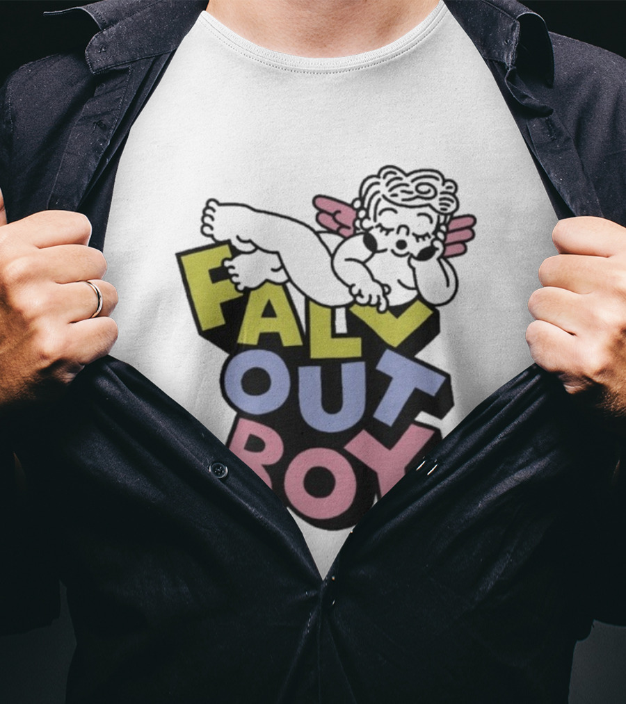 Fall Out Boy Sleepy Angel Iconic Pastel Text T-Shirt