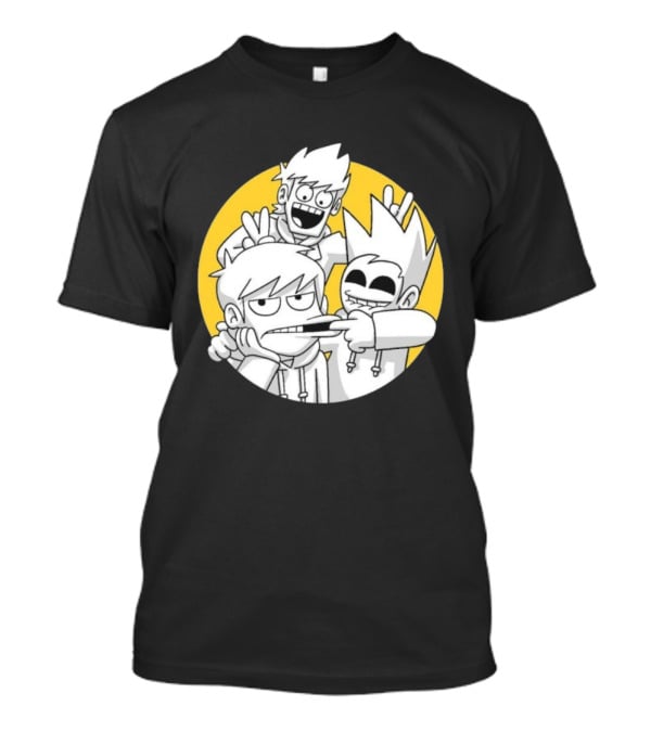 Eddsworld Edd Gang Character Group Yellow Circle Background T-Shirt