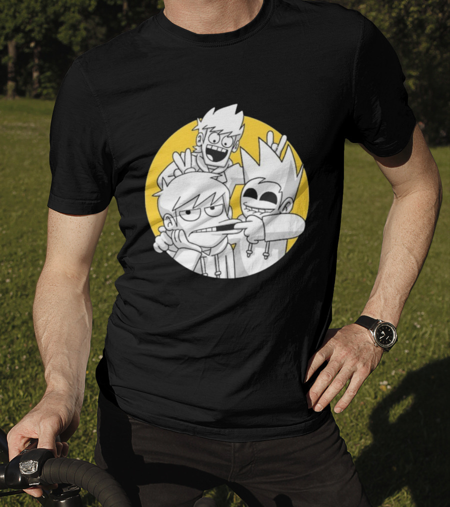 Eddsworld Edd Gang Character Group Yellow Circle Background T-Shirt