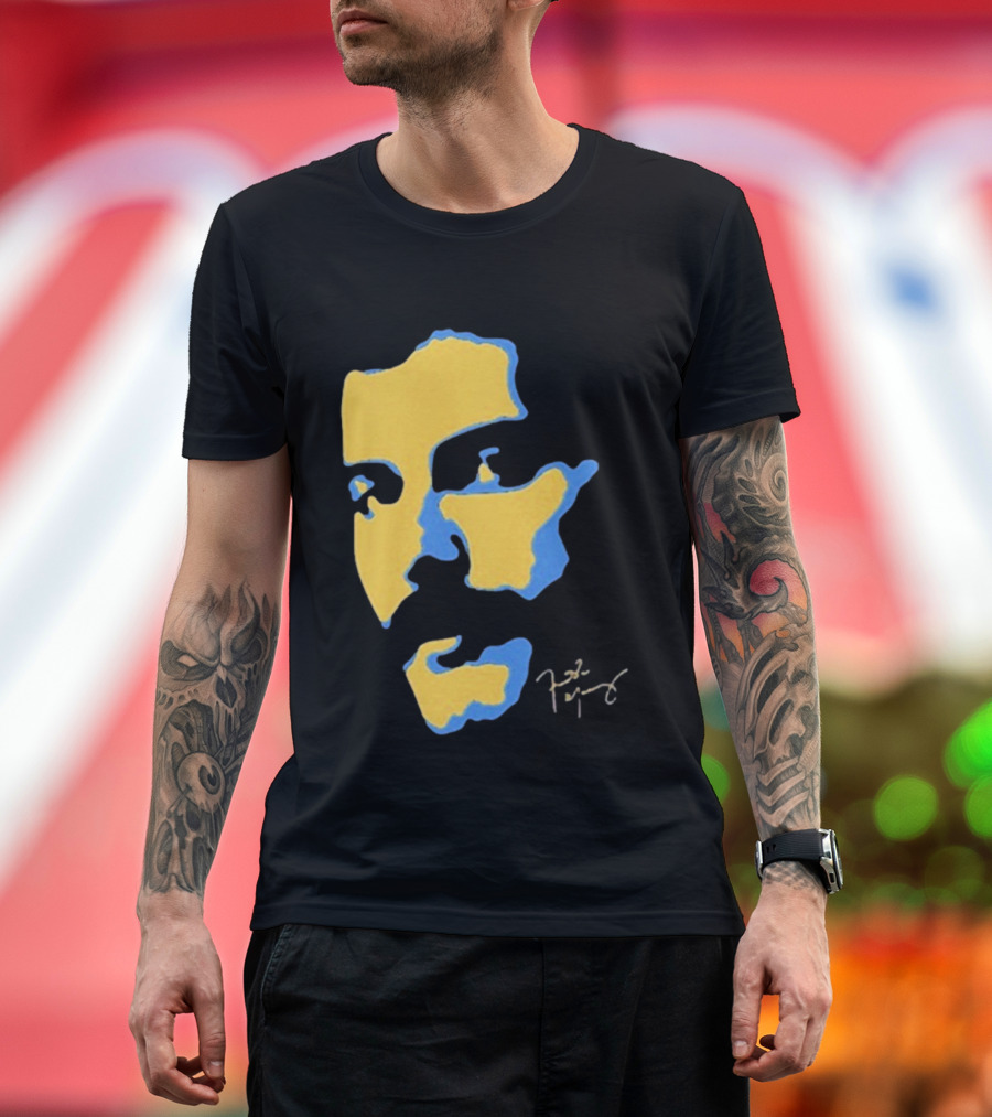 Freddie Mercury Signature Yellow Blue Face Design T-Shirt