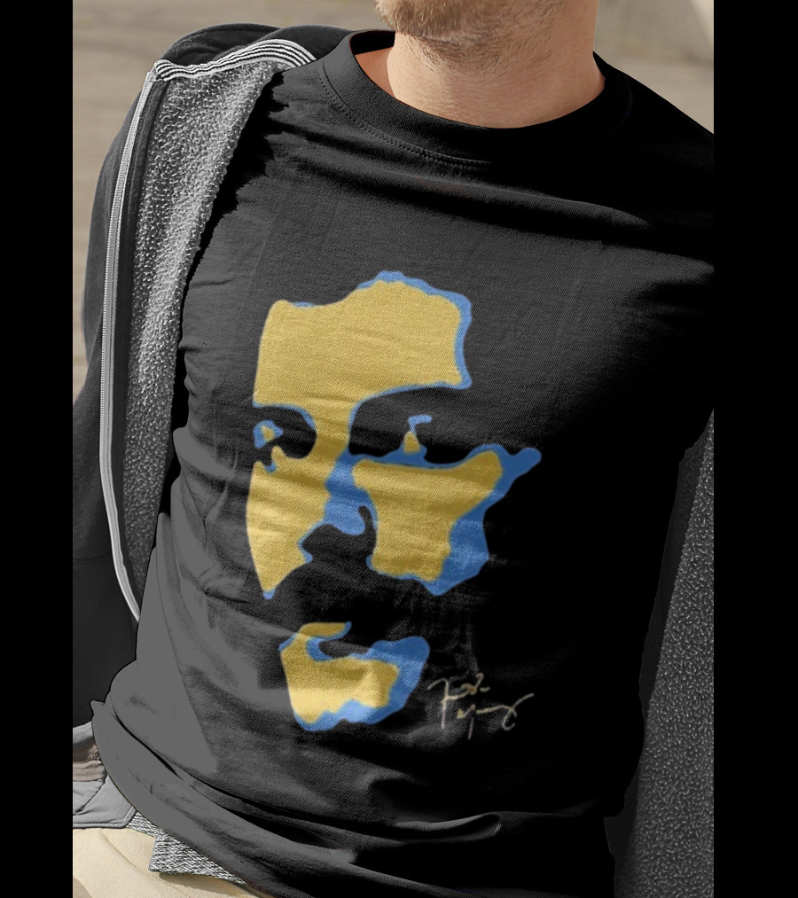 Freddie Mercury Signature Yellow Blue Face Design T-Shirt