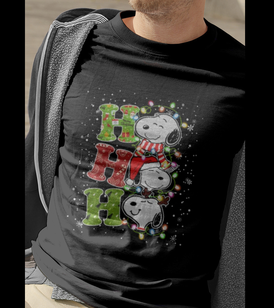 Ho Ho Ho Snoopy Winter Merry Christmas Lights T-Shirt