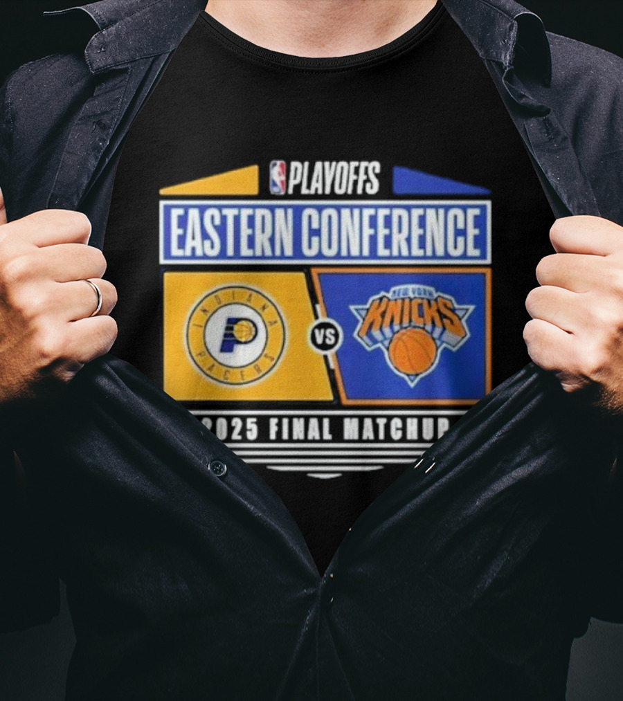 NBA Playoffs 2025 Indiana Pacers Vs New York Knicks Eastern Conference Final Matchup T-Shirt