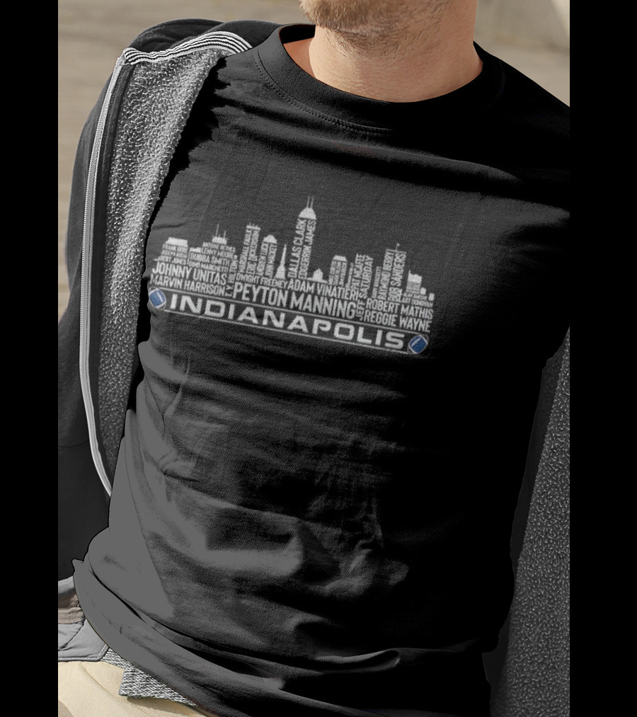 Indianapolis Colts NFL Football Peyton Manning 2025 City Skyline T-Shirt