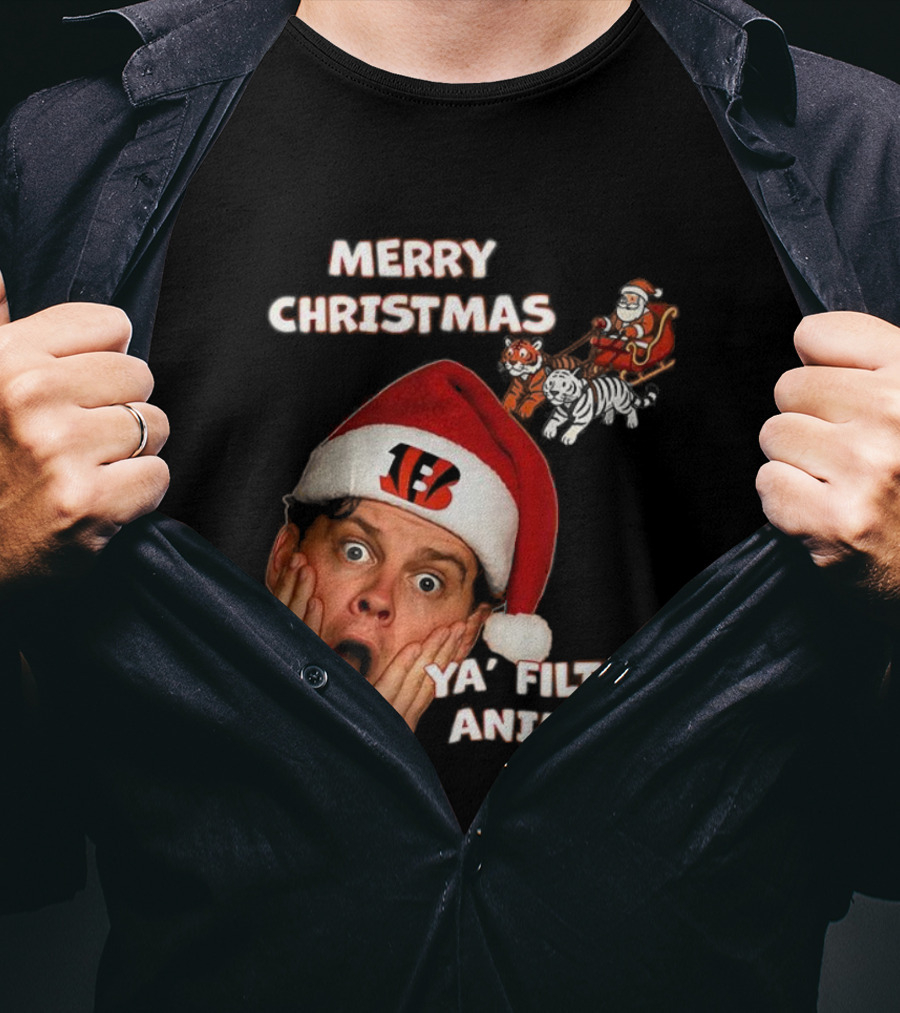 Merry Christmas Ya Filthy Animal Joe Alone Santa Hat T-Shirt