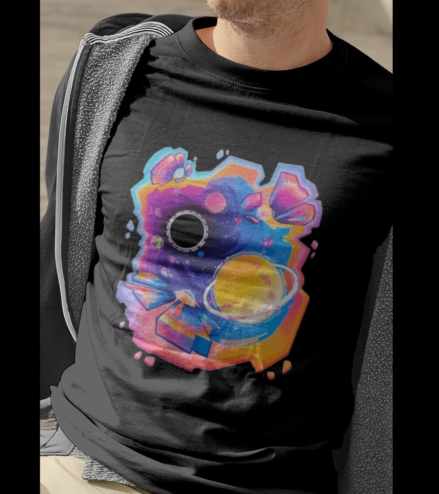 MindCap ORBIT Cosmic Planetary Vortex With Neon Crystals T-Shirt