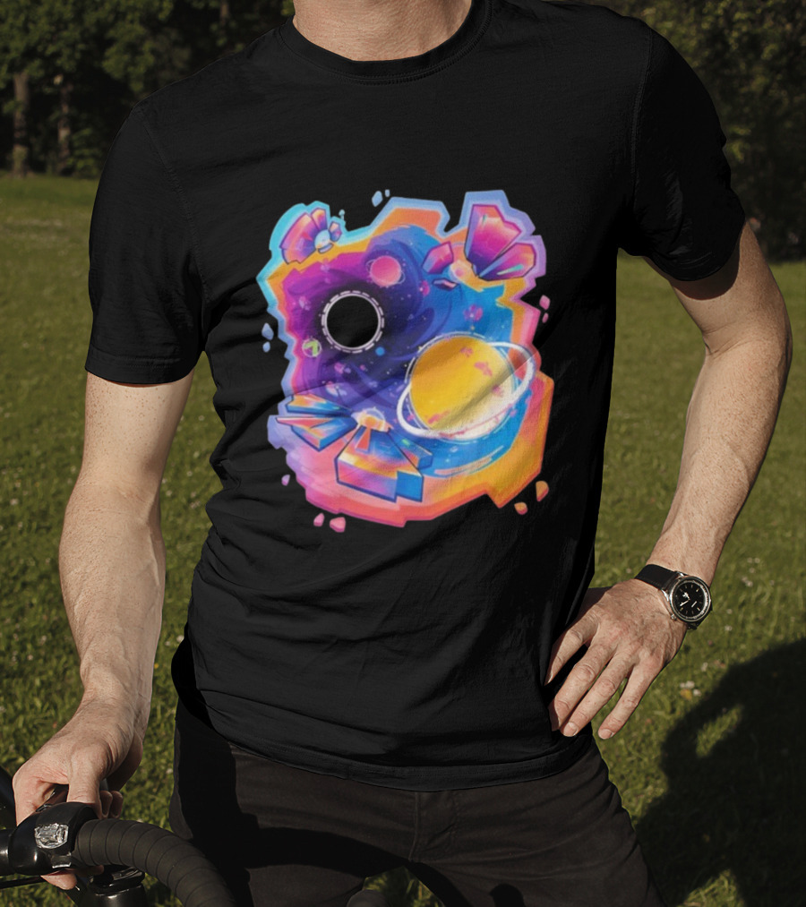 MindCap ORBIT Cosmic Planetary Vortex With Neon Crystals T-Shirt