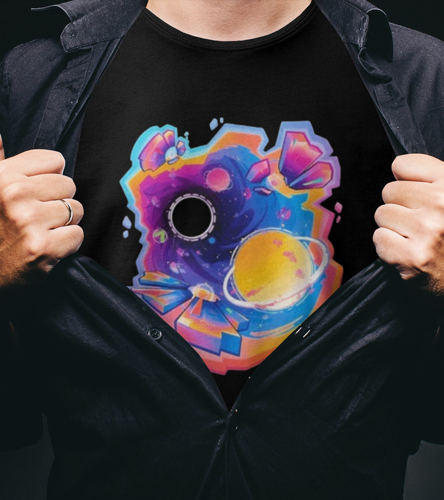 MindCap ORBIT Cosmic Planetary Vortex With Neon Crystals T-Shirt