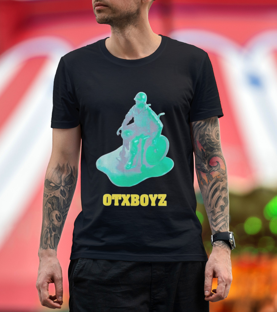 OTXBOYZ Toy Soldier In Wheelchair Vibrant Green Military Imagery T-Shirt