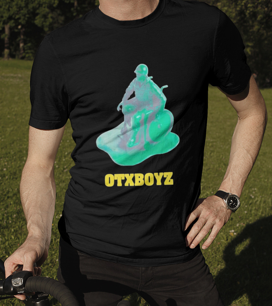 OTXBOYZ Toy Soldier In Wheelchair Vibrant Green Military Imagery T-Shirt